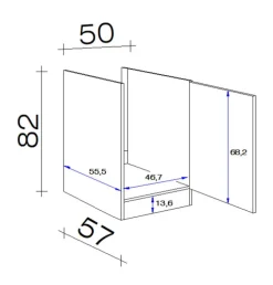 QUARTIER Küchen Unterschrank LUKE 50 cm Eiche/ weiß