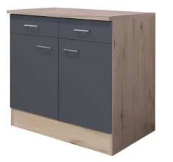 QUARTIER Küchen Unterschrank RALPH 80 cm Eiche/ grau