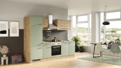 QUARTIER Küchenblock FIONA Schilfgrün / Artisan Eiche 270 cm