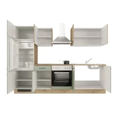 QUARTIER Küchenblock FIONA Schilfgrün / Artisan Eiche 270 cm