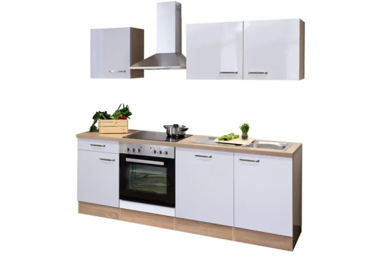 QUARTIER Küchenblock LUKE 220 x 60 cm weiß/braun