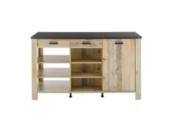 Kücheninsel SHERWOOD ca. 162 x 93 x 77 cm Old Style hell Dekor