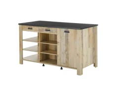 Kücheninsel SHERWOOD ca. 162 x 93 x 77 cm Old Style hell Dekor