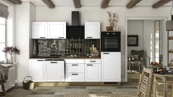 QUARTIER Küchenzeile Heidi Weiß Matt / Cosmopolitan Eiche 280 x 200 x 60 cm