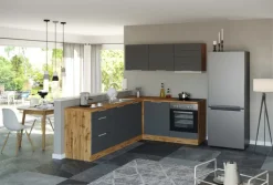 Küchenzeile Kopenhagen Matt-Grau ca. 240/180 x 200 x 60 cm