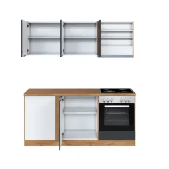 Küchenzeile Kopenhagen Matt-Grau ca. 240/180 x 200 x 60 cm