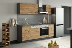 Küchenzeile ODENSE 210 cm Graphit/ Wotan Eiche Dekor