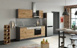 Küchenzeile ODENSE 210 cm Graphit/ Wotan Eiche Dekor