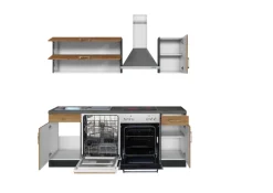 Küchenzeile ODENSE 210 cm Graphit/ Wotan Eiche Dekor