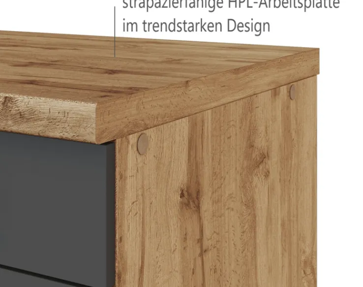 Küchenzeile ODENSE Anthrazit/ Wotan Eiche Dekor 270 cm
