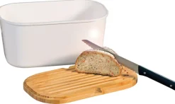 KESPER Brotbox mit Schneidebrett weiß/Bambus