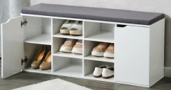 KESPER Schuhschrank mit Sitzkissen 103 x 48 x 30,5 cm weiß/grau