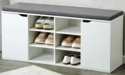 KESPER Schuhschrank mit Sitzkissen 103 x 48 x 30,5 cm weiß/grau