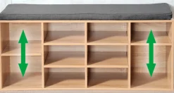 KESPER Schuhschrank mit Sitzkissen 103,5 x 29,5 cm braun/grau