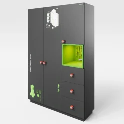 Kinder Kinder-Drehtürenschrank MINECRAFT anthrazit/ grün