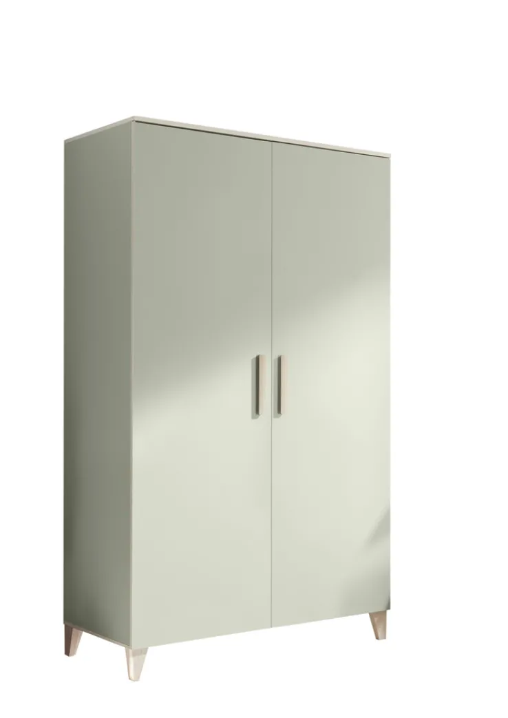 Kinder Kinder-Drehtürenschrank PRIZZI 100 x 200 cm pastellgrün/ braun