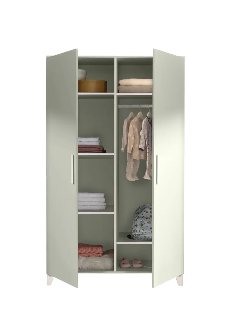 Kinder Kinder-Drehtürenschrank PRIZZI 100 x 200 cm pastellgrün/ braun