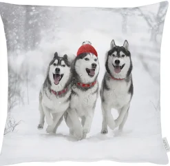 APELT Kissenhülle HUSKYS 46x46cm braun-grau