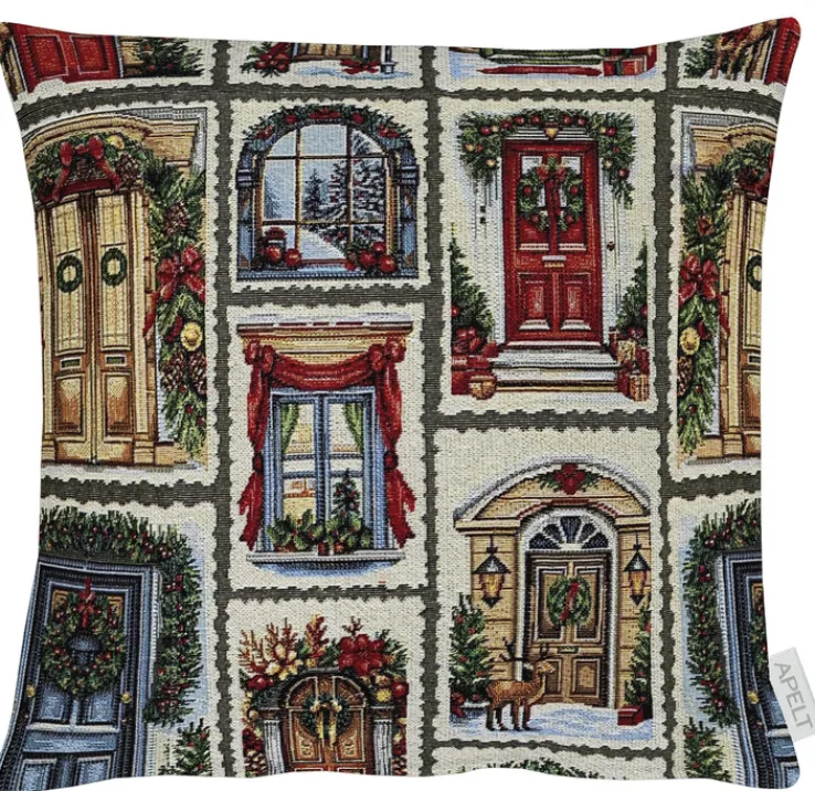APELT Kissenhülle WEIHNACHTSTÜREN 40x40cm mehrfarbig