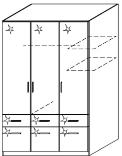 QUARTIER Kleiderschrank CELLE 136 x 210 cm Alpinweiß/HG weiß