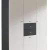 QUARTIER Kleiderschrank LANDSBERG 136 x 197 cm Grau metallic/weiß