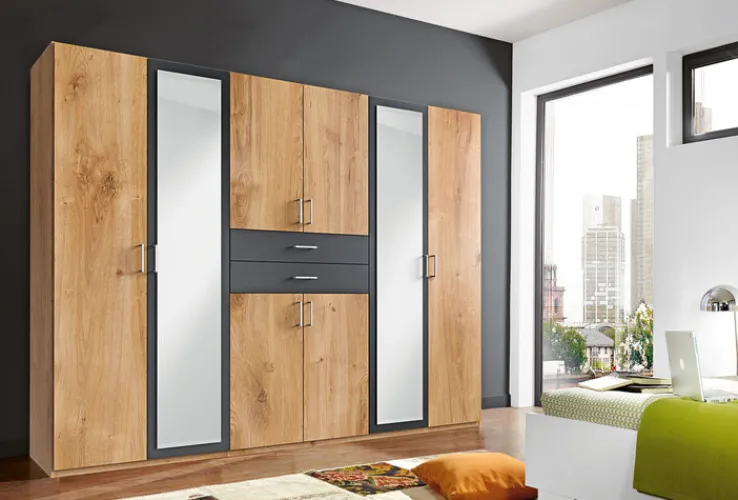 QUARTIER Kleiderschrank MINNESOTA 270 x 208 x 58 cm Holznachbildung braun/grau