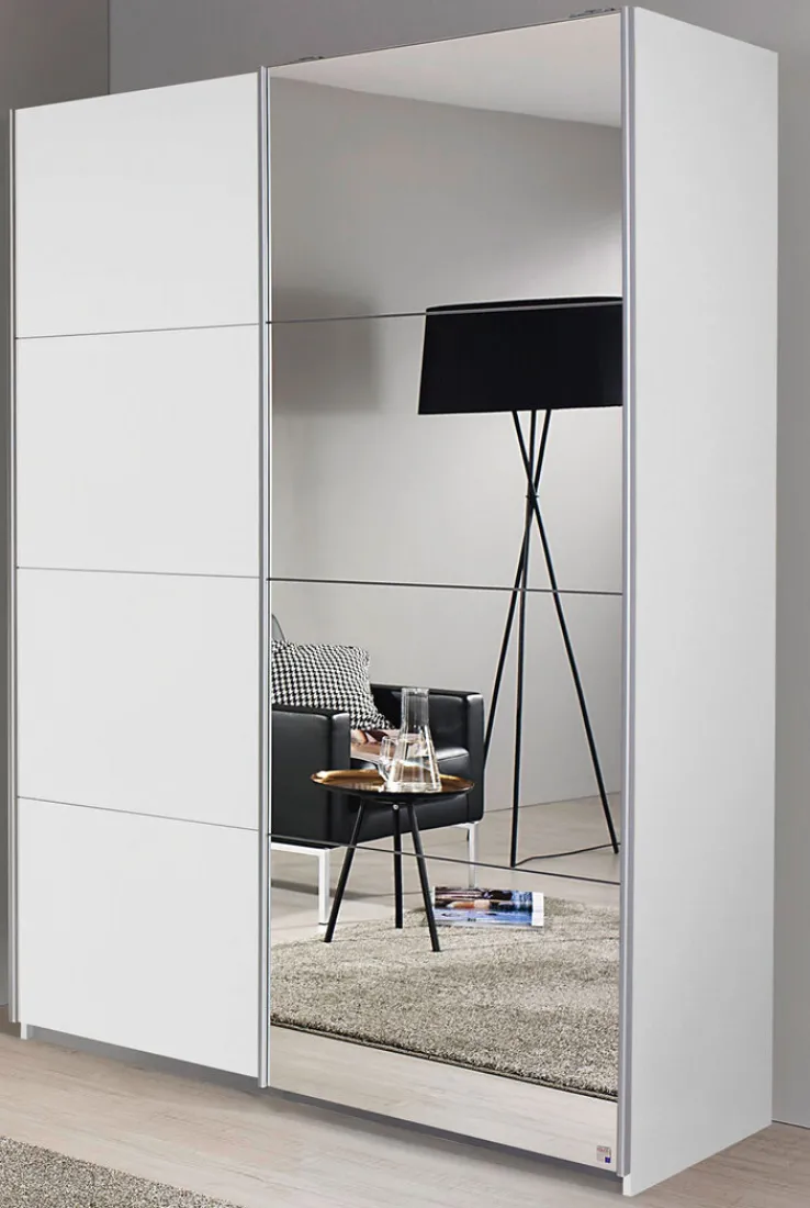 QUARTIER Kleiderschrank SUBITO 136 x 61 cm Spiegelglas/NB weiß