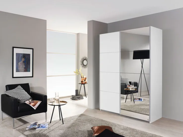 QUARTIER Kleiderschrank SUBITO 136 x 61 cm Spiegelglas/NB weiß