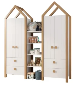 Kinder Kleiderschrank-Set BEACH 3-teilig Kiefer weiß/ Abs. Birke