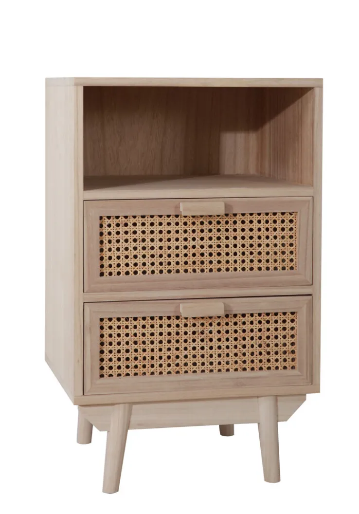 Kommode 42 x 68 cm Braun/ Rattan