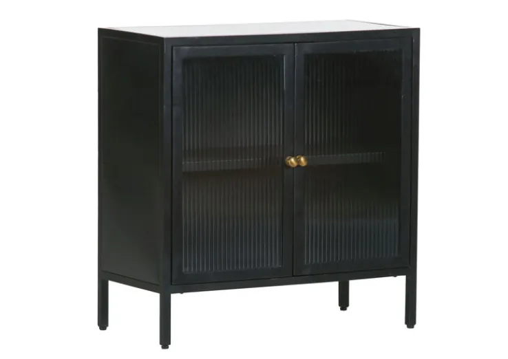 QUARTIER Kommode 70 x 72 cm Platte Marmor weiß/Türfront Strukturglas