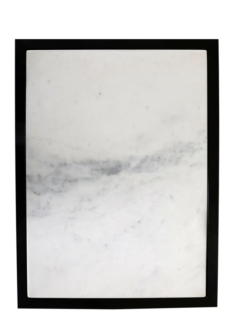 QUARTIER Kommode 48 x 69 cm Platte Marmor weiß/Türfront Strukturglas