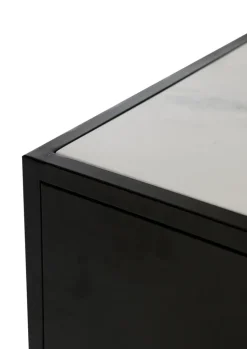 QUARTIER Kommode 48 x 69 cm Platte Marmor weiß/Türfront Strukturglas