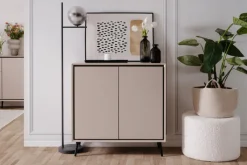 Kommode ARONA 90 x 90 cm sandfarben/schwarz