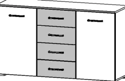 QUARTIER Kommode BURANO 140 x 81 cm Alpinweiß/Sonoma Eiche
