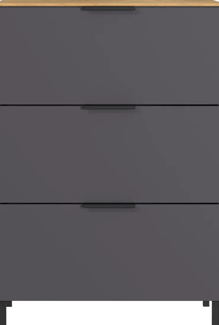 Kommode CALIFORNIA 68 x 98 cm Graphit/ Navarra-Eiche