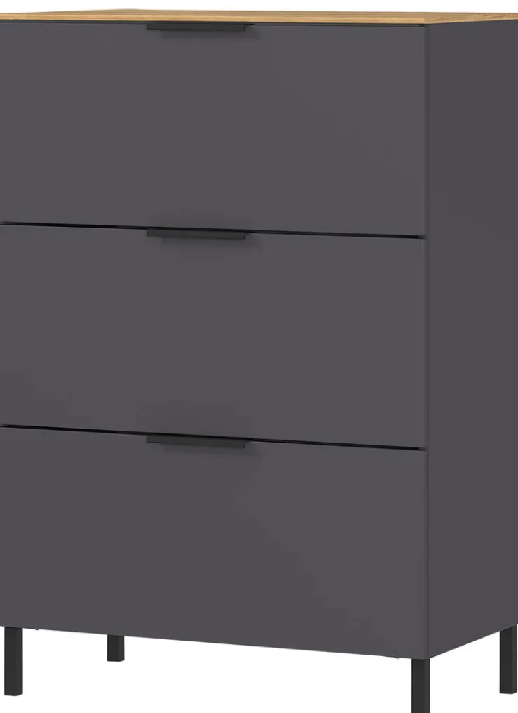 Kommode CALIFORNIA 68 x 98 cm Graphit/ Navarra-Eiche