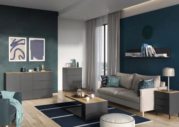 Kommode CALIFORNIA 68 x 98 cm Graphit/ Navarra-Eiche