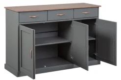 Kommode NICLAS 4.1 131x86x45 cm Massivholz grau