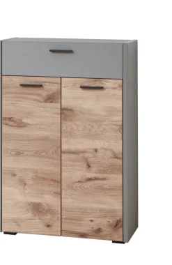 Kommode SERATA 65 x 99 cm hellgrau/Nox Oak Dekor