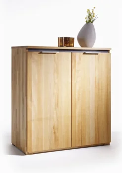 Kommode VICENZA 80 x 89 cm Kernbuche massiv natur geölt/Absetzung Anthrazit gebeizt