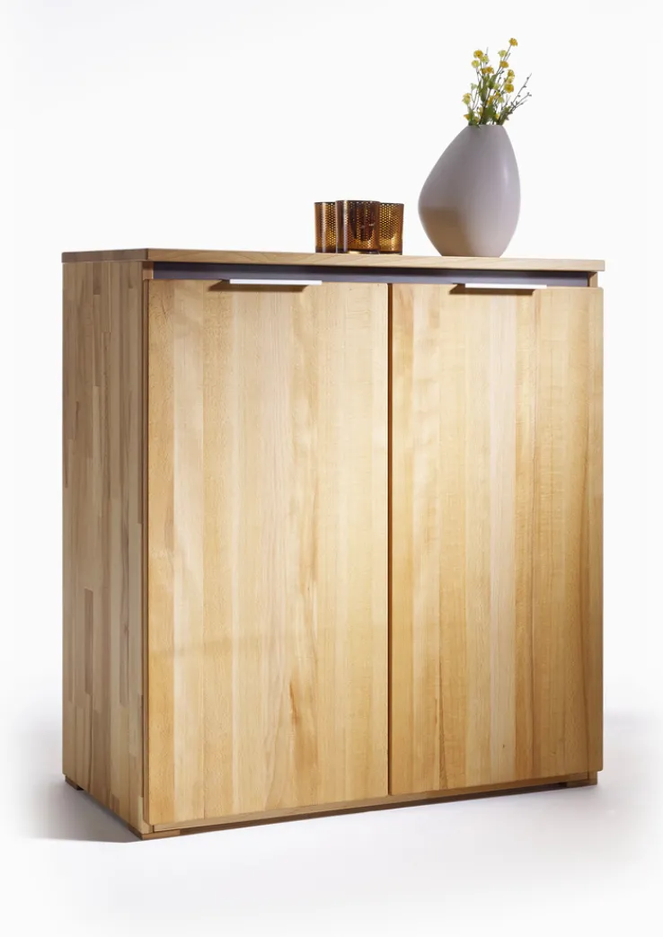 Kommode VICENZA 80 x 89 cm Kernbuche massiv natur geölt/Absetzung Anthrazit gebeizt