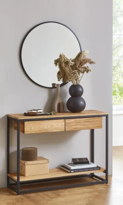 Konsole 100cm Eiche massiv/schwarz