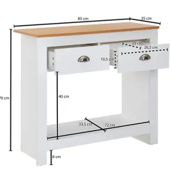 Konsolentisch 85 x 76 cm Eiche weiss braun