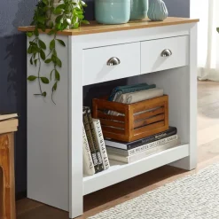 Konsolentisch 85 x 76 cm Eiche weiss braun