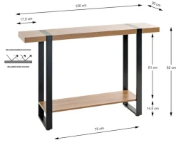 Konsolentisch 120 x 30 cm Schwarz/ Eiche dunkel
