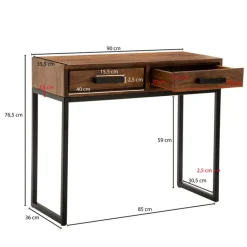 Konsolentisch 90 x 77 cm Sheesham braun schwarz