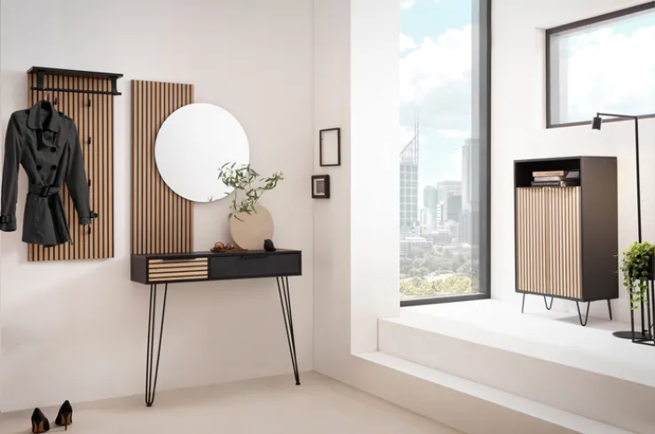 Konsolentisch HANK schwarzmatt/Akustikpaneel Optik