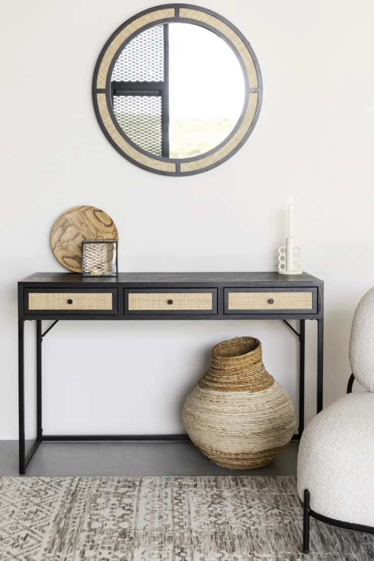 QUARTIER Konsolentisch JOANNA 120 x 76 cm Rattangeflecht/schwarz