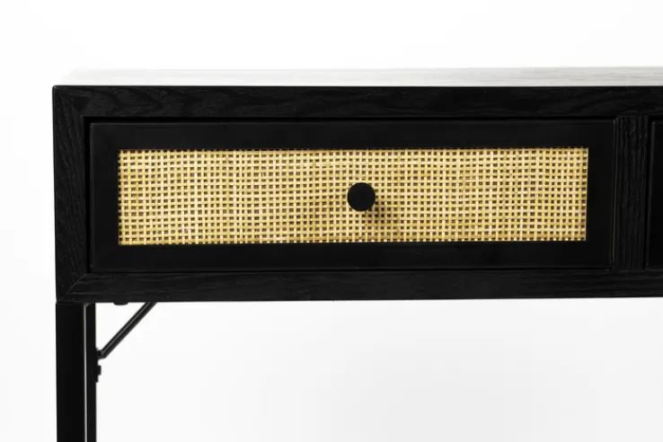 QUARTIER Konsolentisch JOANNA 120 x 76 cm Rattangeflecht/schwarz